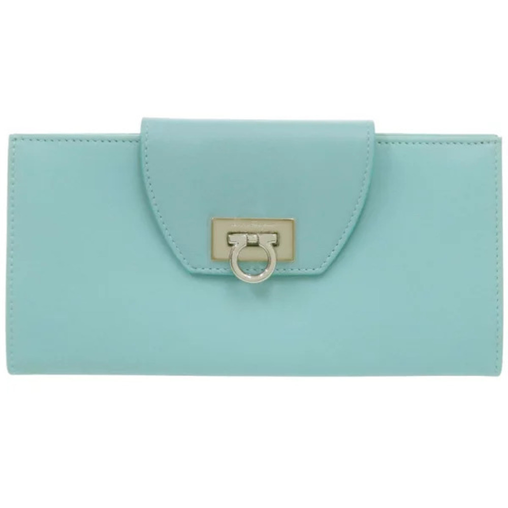 Salvatore Ferragamo Gancini Leather Blue Long Wallet